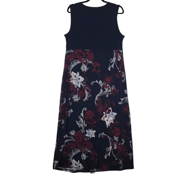 CJ Banks Faux Wrap Dress Blue Floral Women's Large Stretchy Maxi Boho Comfort - Picture 2 of 8